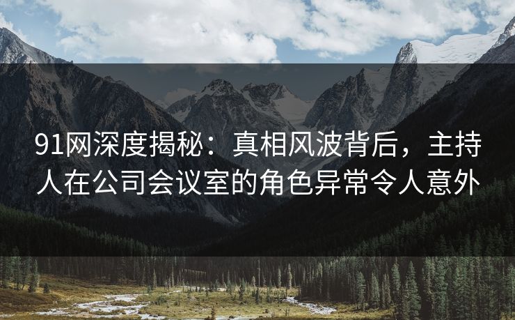 91网深度揭秘：真相风波背后，主持人在公司会议室的角色异常令人意外
