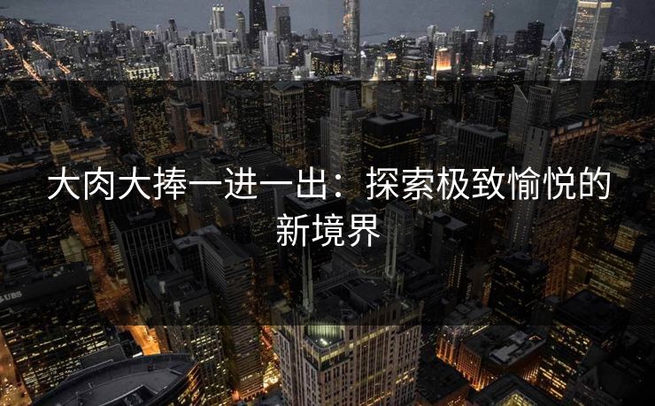 大肉大捧一进一出：探索极致愉悦的新境界
